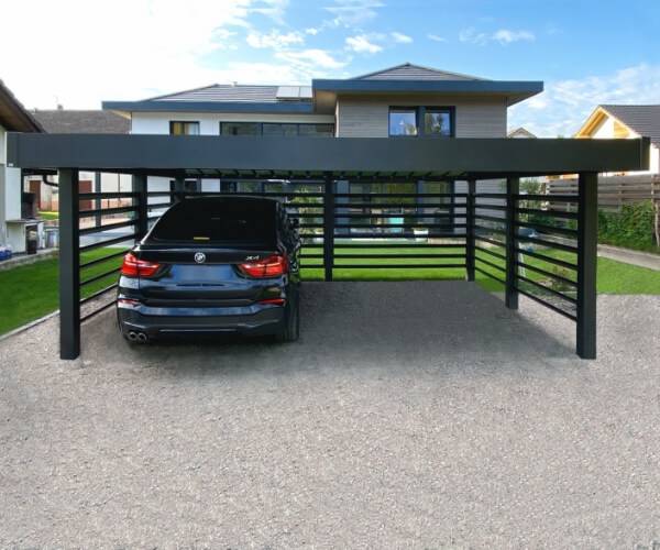carport en aluminium à toit plat pour 2 voitures à Strasbourg